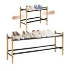 Storage Maniac 2 Tier Freestanding Bamboo Shoe Rack Closet Organizer Shelf
