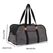 (Grey)Waxed Canvas Bag Large Firewood Storage Bag Portable Fire Wood Log JJ