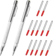 2Pcs Tungsten Carbide Tip Scriber with 12 Replacement Marking Tip, Aluminium