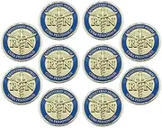 Nurse Coin, Bulk Pack of 10, The Lord is My Refuge & My Fortress, Psalm 91 & Cura Personalis - Personal Care, Religious Pocket Token of Peace & Protection, RN Challenge Coin with Christian Flag