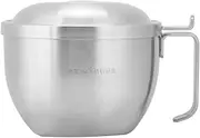 Baxnore Stainless Steel Noodle Bowl with Lid, 1100 ml Soup Food Container for Home Dormitory Camping, Heat Resistant Handle, Microwave Dishwasher Safe