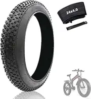 24x4.0/26x4.0 Inch Fat Tires for Ebike:Heavy Duty Puncture Proof Replacement Tire Compatible Wide Mountain Snow Off Road Bike (Black-1 Tire & 1 Tube, 24x4.0)