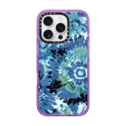 iPhone 16 Pro Impact Case MagSafe Compatible Blue Tie Dye Burst