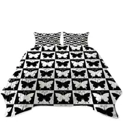Black and White Checkered Butterflies Coverlet
