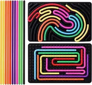 Sensory Activity Board Silicone Sensory Fidget Board Stress Anxiety Relief Fidget Boards Motor Skills Boards for Hands-On Learning (Black)