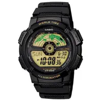 在飛比找松果購物優惠-【CASIO】10年電力飛行時光地圖膠帶電子錶-黃面 (AE