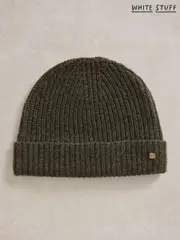 White Stuff Green Albie Rib Knit Beanie (AJ0611) | $33
