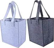 Amosfun 2Pcs Felt Wine Bottle Storage Bags Portable Wine Carrier Tote Pouch Grey Felt Storage Bag for Wine for Christmas Birthdays and Parties