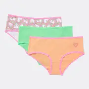 Brilliant Basics Women's Novelty Print Boyleg 3 Pack - Orange & Green