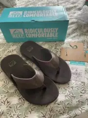 NEW Reef Anchor Brown Flip Flop Sandals Mens 8 Arch Support Cushion Comfort