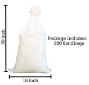 Sandbags - 200 White 18" x 30" - Sandbag Sand Bags Bag Poly by Sandbaggy