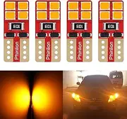 Carr Lighting Super Bright 2835 8-SMD LED Bulbs for Car Interior Dome Map Door Courtesy License Plate Lights Wedge T10 168 194 2825 Amber Yellow (Pack of 4)
