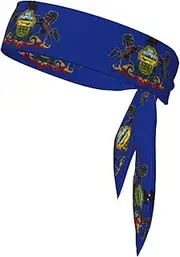 Pennsylvania State Flag Print Tie Headbands, Ninja Karate Versatile Head Tie For Men Women,For Basketball Running Tennis