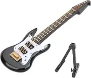 [Generic] Exquisite Guitar Model Ornament, Wood & Plastic, Smooth Surface, Small Fixed Bracket, Delicate Storage Box, for Home Decor
