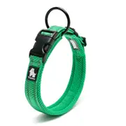 True Love Heavy Duty Reflective Collar Grass Green Stainless Steel O Ring Dog Collars