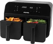 [Petra] PT4750BLK Dual 7.4L Hot Air Fryer, Removable Double Drawer Non-Stick Cooking, Sync & Match Cook Functions, 2 XL Frying Trays for Independent Cooking, Digital LED Display with 6 Presets, 2400W