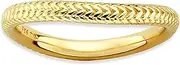 [JewelryWeb] 2.25mm 925 Sterling Silver Patterned Stackable Polished Gold PlatedWave Ring Size 6-Stackable-Ring for Women