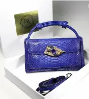 Wallet Clutch Bag Eco-Leather Blue with Agate Stone DESIGNER