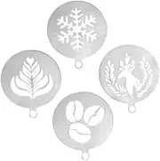 STARTIST Coffee Latte Art Stencils Metal Baking Tools Reusable,Stainless Steel Cake Decorating Kit for Cappuccino Tart,Oatmeal Cupcake, Without Jar