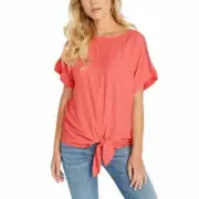 Buffalo David Bitton Ladies' Tie Front Top Blouse - SIZE M COLOR PINK
