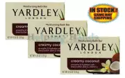 3 Yardley London CREAMY COCONUT Soap LIMITED EDITION 4.25oz W/ ESSENTIAL OIL