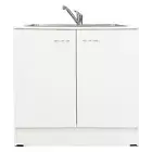 Kitchen Sink + Mixer + Cabinet Cupboard Laundry Storage Unit LHB White 900mm Rit