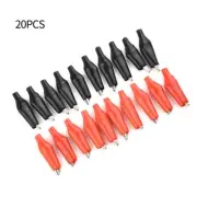 20PCS Black Red Soft Plastic Coating Test Probe Alligator Clip Electrical Clamps
