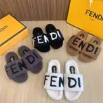 FENDI5612 拖鞋女居家羔羊毛一字拖鞋百搭外穿懶人鞋