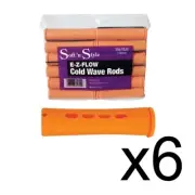 BEAUTY SALON EZ COLD WAVE HAIR PERM RODS - 1 DOZEN TANGERINE JUMBO 6 PACK