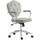 Cute Home Office Chair, Computer Desk Chair with Button Tufted Velvet Grey