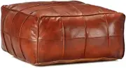 Pouffe Tan 60x60x30 cm Genuine Goat Leather Soft Seating Home Decor Furniture