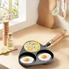 3-Cup Cast Iron Egg Cooker Non Stick Crepe Pan for Breakfast Fried Egg Pancakes