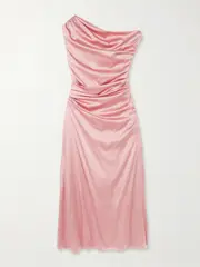 [STAUD] STAUD - Phare Draped Silk-blend Midi Dress - Pink - US2 US 2 Pink