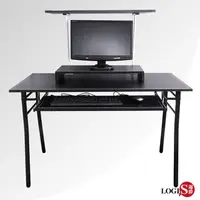 在飛比找PChome24h購物優惠-S67 極簡風馬鞍皮層架式電腦桌/工作桌