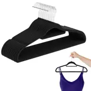 Clothes Hangers Velvet Hangers 150ct Black Suit 17.5 in /w Chrome Hook