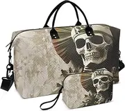 [ZRYSMY] Duffel Bag for Traveling, Gothic Skeleton Japanese Travel Bag Gym Bag, with Multiple Interior Pockets Shoulder Weekender Bag for Women Men with Toiletry Bag 20.5L x 1.9W x 13.8H, Multi-Colored