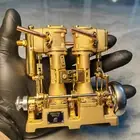 Powerful L2 Retro Steam Engine Model Dual Cylinders Die-cast Brass Collectionmc