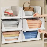 6 Pack Folding Closet Organizers Storage Box, Stackable Plastic Storage Baske...