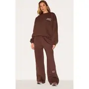 Chocolate Studio Archives Embroidered Thin Waistband Drop Crotch Track Pants, Chocolate