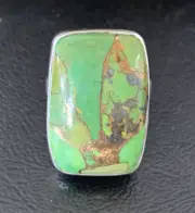 Green Mohave Turquoise Navajo Sterling Silver Ring Size 8 Adjustable 11791