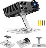 AHRLIC Desktop Projector Stand, 360° Rotation Foldable Metal Projectors Bracket, Liftable Portable Projector Stand for Home Theater, Office, Adjustable Height & Angle Mount for Desk/Wall/Ceiling