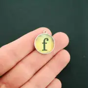 BULK 20 Letter f Alphabet Antique Silver Tone Cabochon Charms - SC6873
