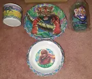 Vintage Zak Designs Melamine Jungle Animals Childs 4 Piece Setting NIB