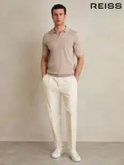 Reiss Ecru Brighton Relaxed Drawstring Trousers with Turn-Ups (369002) | $280