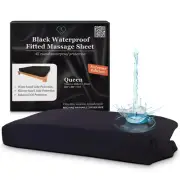 QUEEN EXTREME Black Waterproof Fitted Sheet With ALL Round Bedding Protection