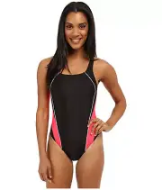 SPEEDO SOLID PRO LT DROP BACK ONE PIECE SWIMSUIT BLACK RED SIZE 30 NEW!
