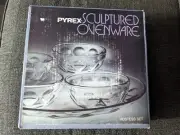 Vintage Pyrex #8173 Sculptured Ovenware Triple Treat Set-12" Plate & 3-16oz Bowl