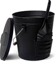 Good Ash Bucket With Lid And Shovel, 20 L Fireproof Metal Bucket, Charcoal Bucket For Coal And Ash, Fireplace, Oven, Grill The Better One --(YY)