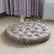 Japanese Round Futon, Large Linen Tatami Floor Cushion, Thickened Tufted Cotton Seat Cushion, Solid Color Floor Cushion, Outdoor Balcony Yoga Meditation Cushion (Size: 65 x 65 cm (26 x 26 in