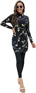 [IMEKIS] Two Pieces Muslim Swimwear for Women Burkini Modest Swimsuit Islamic Arabic Swimming Costume Long Sleeve Swim Top Dress with Pants Tankini Set Summer Bathing Suit